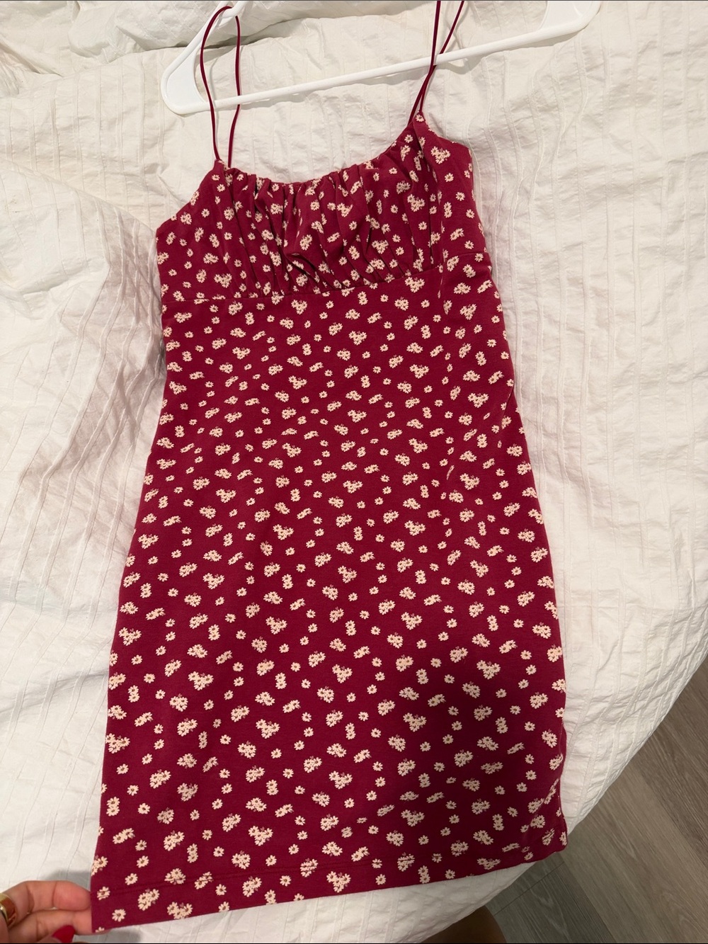Red Floral Spaghetti Strap Mini Dress
